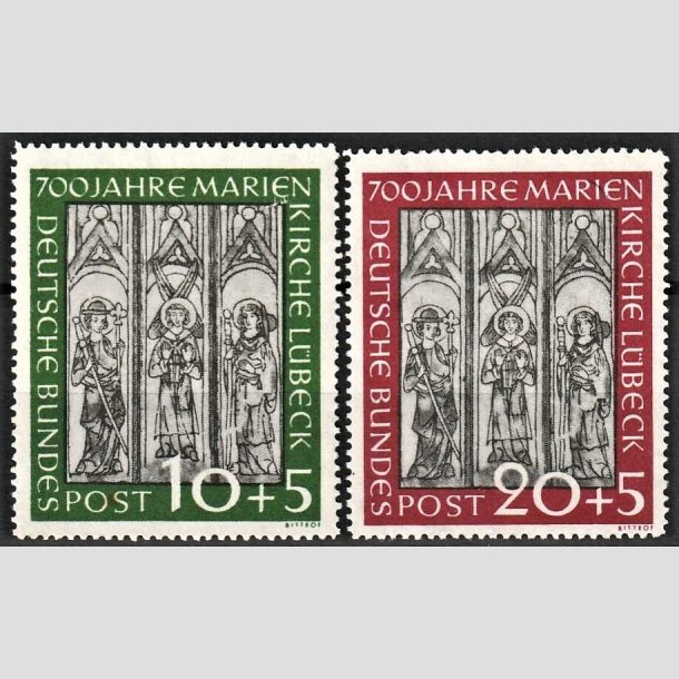 FRIMRKER VESTTYSKL. BUND: 1951 | AFA 1102-03 | 10+5 pf- 20+5 pf. Mariekirke 700 rs jubilum - Postfrisk