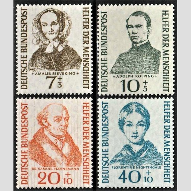 FRIMRKER VESTTYSKL. BUND: 1955 | AFA 1185-88 | Menneskehedens hjlpere - 7+3 pf. - 40+10 pf. i st - Postfrisk