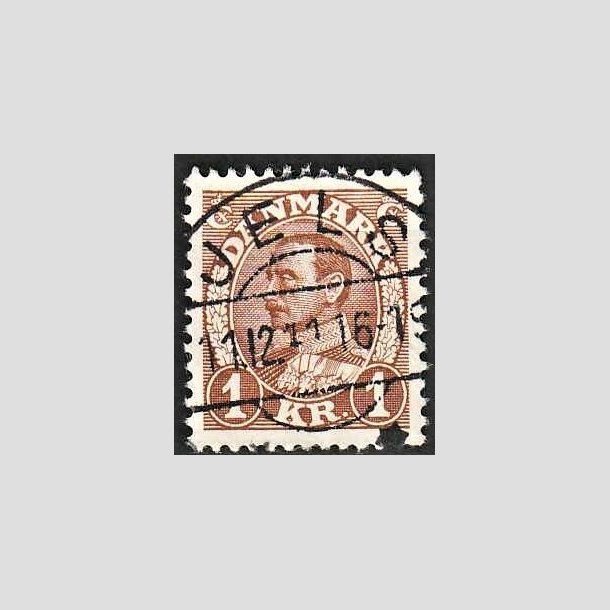 FRIMRKER DANMARK | 1934 - AFA 211 - Chr. X 1 Kr. brun - Pragt Stemplet Jels