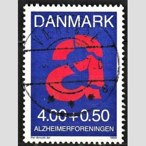 FRIMRKER DANMARK | 1999 - AFA 1220 - Alzheimerforeningen - 4,00 Kr. + 0,50 re rd/bl - Pragt Stemplet Vrlse