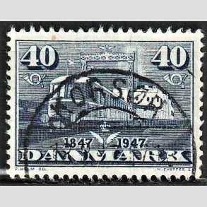 FRIM�RKER DANMARK | 1947 - AFA 304 - Danske jernbaner 100 �r - 40 �re bl� - Pragt Stemplet Kors�r