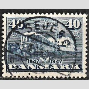 FRIM�RKER DANMARK | 1947 - AFA 304 - Danske jernbaner 100 �r - 40 �re bl� - Pragt Stemplet Sejer�