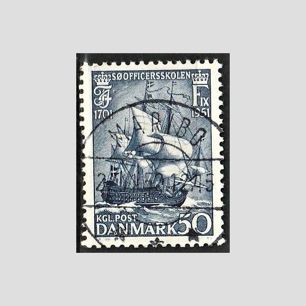 FRIMRKER DANMARK | 1951 - AFA 329 - Sofficerskolen 250 r - 50 re bl - Pragt Stemplet Maribo