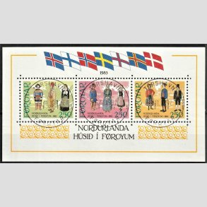 FRIM�RKER F�R�ERNE | 1983 | AFA 84-86 | Nordens hus. - Miniark flerfarvet - Lux Stemplet