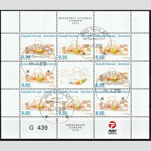 FRIMRKER GRNLAND | 2010 - SMARK NR. 17 - Europa, Brnebger. - 8 x 8,50 kr. (AFA 557) flerfarvet - Lux Stemplet