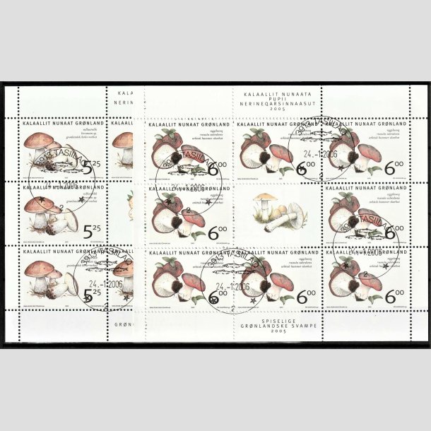 FRIMRKER GRNLAND | 2005 - SMARK NR. 7+8 - Spiselige svampe I. - 8 x (AFA 441 + AFA 442) flerfarvet - Lux Stemplet