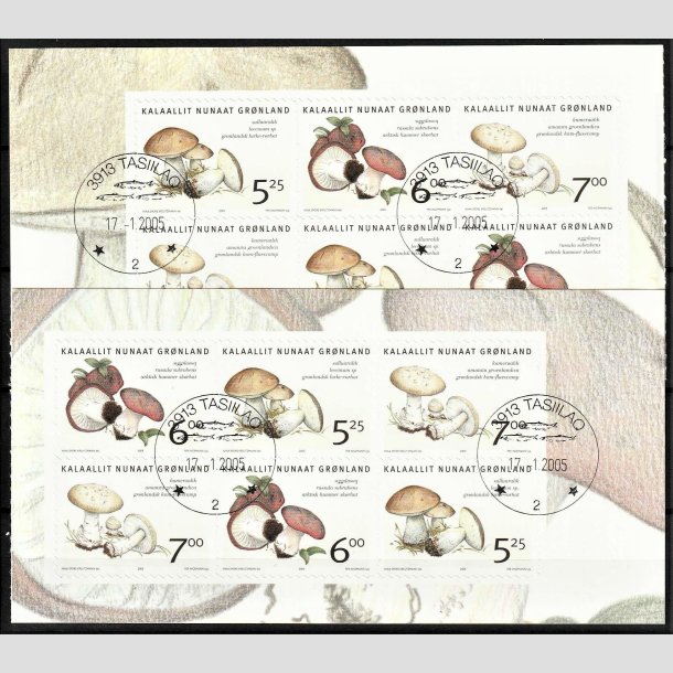 FRIMRKER GRNLAND | 2005 - AFA 441E+442E - HS 26+27, Spiselige svampe I. - Hftesammentryk flerfarvet - Lux Stemplet