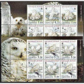 FRIMRKER GRNLAND | 1999 - AFA 336a-39a - HS 16+17, Sneugler. - Hftesammentryk flerfarvet - Lux Stemplet