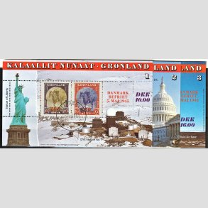 FRIM�RKER GR�NLAND | 1995 - AFA 266-74 - 50 �ret for befrielsen. - Miniark 1+2+3 flerfarvet - P�nt stemplet