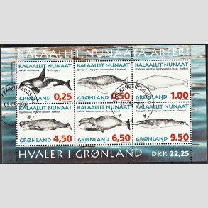 FRIM�RKER GR�NLAND | 1996 - AFA 295 - Gr�nlandske hvaler I - Miniark flerfarvet - Lux stemplet