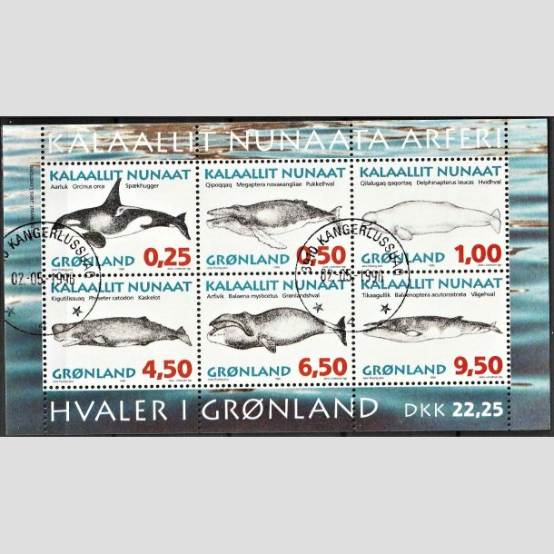 FRIMRKER GRNLAND | 1996 - AFA 295 - Grnlandske hvaler I - Miniark flerfarvet - Lux stemplet