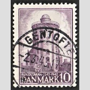 FRIM�RKER DANMARK | 1942 - AFA 273 - Rundet�rn 10 �re violet - Lux Stemplet Gentofte