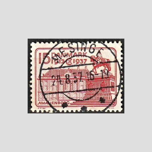 FRIMRKER DANMARK | 1937 - AFA 241 - Chr. X 25 re jubilum 15 re rd - Lux Stemplet Mesinge