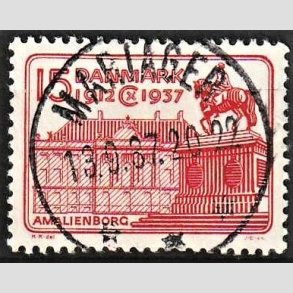 FRIM�RKER DANMARK | 1937 - AFA 241 - Chr. X 25 �re jubil�um 15 �re r�d - Lux Stemplet Mariager