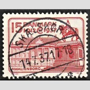 FRIM�RKER DANMARK | 1937 - AFA 241 - Chr. X 25 �re jubil�um 15 �re r�d - Lux Stemplet Sk�lsk�r