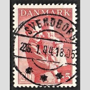 FRIMRKER DANMARK | 1943 - AFA 268 - Brneforsorg 20 + 5 re rd - Lux Stemplet Svendborg