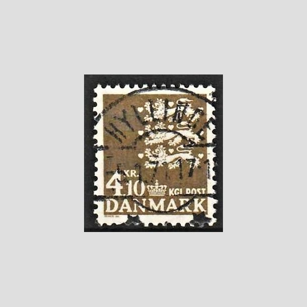 FRIMRKER DANMARK | 1970 - AFA 502 - Rigsvben 4,10 Kr. olivenbrun - Lux Stemplet Hyllinge