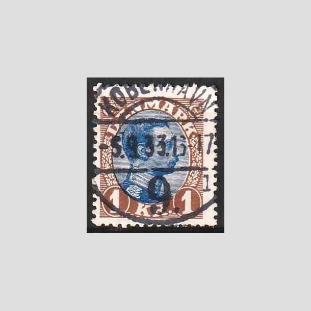 FRIMRKER DANMARK | 1921-22 - AFA 131a - Chr. X 1 Kr. brun/bl Type II - Lux Stemplet