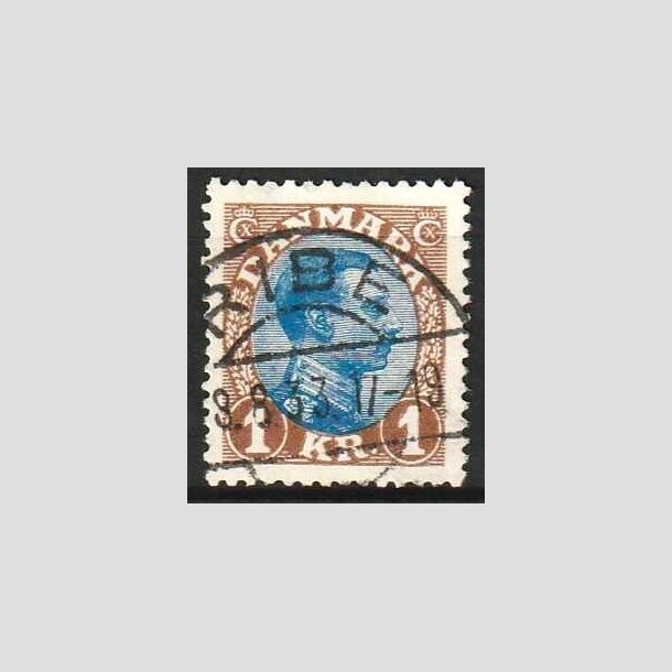 FRIMRKER DANMARK | 1921-22 - AFA 131a - Chr. X 1 Kr. brun/bl Type II - Lux Stemplet Ribe