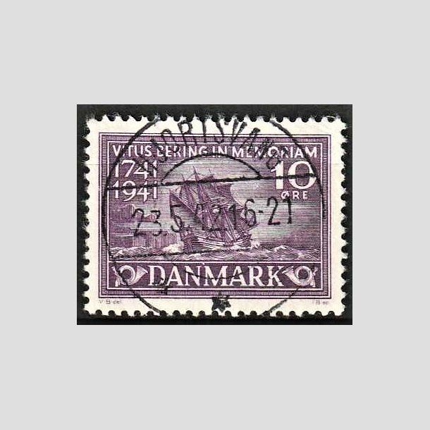 FRIMRKER DANMARK | 1941 - AFA 270 - Vitus Bering 10 re violet - Lux Stemplet Hjortsvang