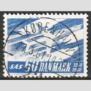 FRIM�RKER DANMARK | 1961 - AFA 391 - SAS 10 �rs jubil�um - 60 �re bl� - Lux Stemplet