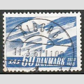 FRIM�RKER DANMARK | 1961 - AFA 391 - SAS 10 �rs jubil�um - 60 �re bl� - Lux Stemplet Vojens