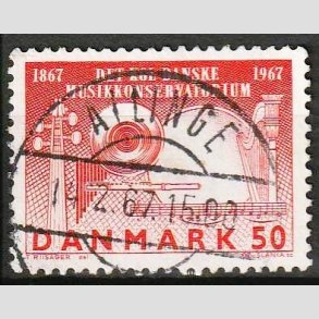 FRIM�RKER DANMARK | 1967 - AFA 452 - Dansk Musikkonservatorium 100 �r - 50 �re karmin - Pragt Stemplet Allinge