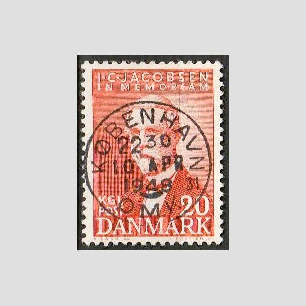 FRIMRKER DANMARK | 1947 - AFA 305 - I. C. Jacobsen - 20 re brunrd - Pragt Stemplet "KBENHAVN"