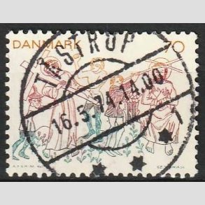 FRIM�RKER DANMARK | 1973 - AFA 555 - Kalkmalerier - 70 �re flerfarvet - Pragt Stemplet