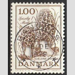 FRIM�RKER DANMARK | 1978 - AFA 669 - Sj�ldne svampe - 1,00 Kr. brun - Pragt Stemplet Randers