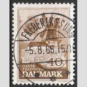 FRIM�RKER DANMARK | 1965 - AFA 440 - Fredning - 40 �re brun - Pragt Stemplet Frederikssund