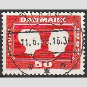FRIM�RKER DANMARK | 1967 - AFA 458F - Kongeligt bryllup - 50 �re r�d - Pragt Stemplet �lborg