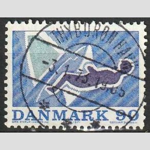 FRIM�RKER DANMARK | 1971 - AFA 519 - Sportsudgave - 90 �re bl�/brunviolet/gr�n - Lux Stemplet