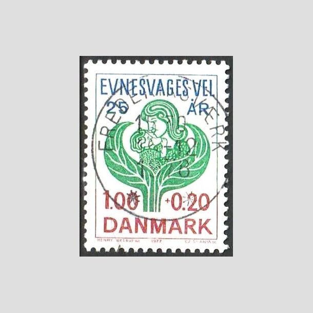 FRIMRKER DANMARK | 1977 - AFA 633 - Evnesvages vel - 1,00 + 0,20 Kr. bl/grn/rd - Pragt Stemplet