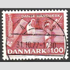 FRIM�RKER DANMARK | 1977 - AFA 642 - Dansk h�ndv�rk - 1,00 Kr. r�d - Pragt Stemplet