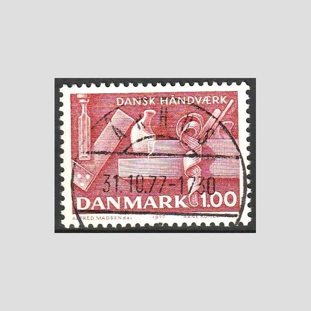 FRIMRKER DANMARK | 1977 - AFA 642 - Dansk hndvrk - 1,00 Kr. rd - Pragt Stemplet