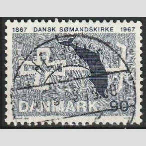 FRIM�RKER DANMARK | 1967 - AFA 468 - Dansk S�mandskirke 100 �r. - 90 �re bl� - Pragt Stemplet K�benhavn