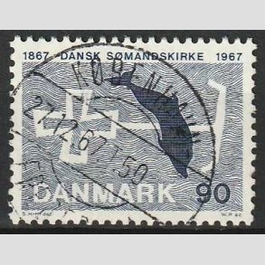 FRIM�RKER DANMARK | 1967 - AFA 468 - Dansk S�mandskirke 100 �r. - 90 �re bl� - Pragt Stemplet K�benhavn
