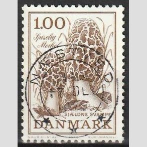 FRIM�RKER DANMARK | 1978 - AFA 669 - Sj�ldne svampe - 1,00 Kr. brun - Pragt Stemplet N�stved