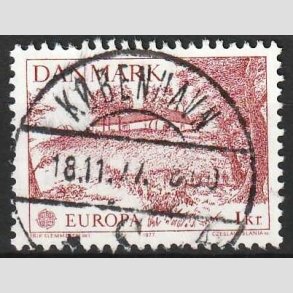 FRIM�RKER DANMARK | 1977 - AFA 635 - Europam�rker - 1,00 Kr. r�d - Pragt Stemplet