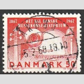 FRIM�RKER DANMARK | 1967 - AFA 452F - Dansk Musikkonservatorium 100 �r - 50 �re karmin - Pragt Stemplet