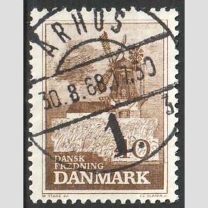 FRIM�RKER DANMARK | 1965 - AFA 440F - Fredning - 40 �re brun - Pragt Stemplet