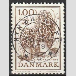 FRIM�RKER DANMARK | 1978 - AFA 669 - Sj�ldne svampe - 1,00 Kr. brun - Pragt Stemplet 