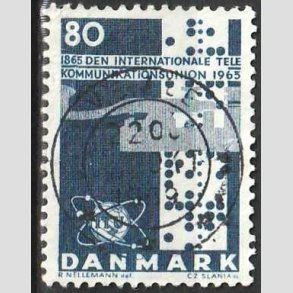 FRIM�RKER DANMARK | 1965 - AFA 434F - Telekommunikation 100 �r - 80 �re bl� - Lux Stemplet 