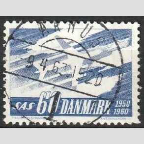 FRIM�RKER DANMARK | 1961 - AFA 391F - SAS 10 �rs jubil�um - 60 �re bl� flour - Lux Stemplet K�benhavn