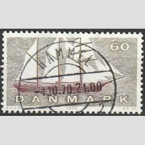 FRIM�RKER DANMARK | 1970 - AFA 505 - Dansk Skibsfart - 60 �re gr�oliv/r�dbrun - Pragt Stemplet Hammel