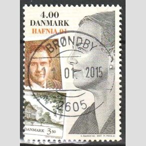 FRIM�RKER DANMARK | 2001 - AFA 1294 - HAFNIA 01 UDSTILLING - 4,00 Kr. flerfarvet - Pragt Stemplet