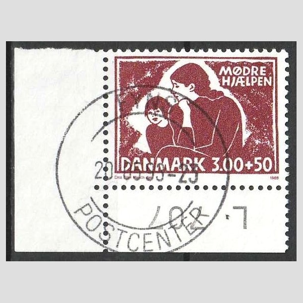 FRIMRKER DANMARK | 1988 - AFA 917 - Mdrehjlpen - 3,00 Kr. + 50 re rdbrun - Pragt Stemplet