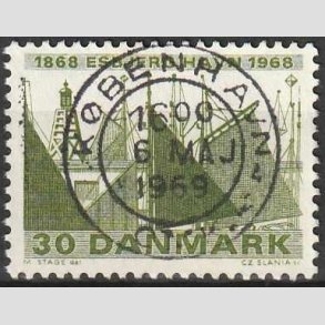 FRIM�RKER DANMARK | 1968 - AFA 469 - Esbjerg havn 100 �r - 30 �re gr�n - Pragt Stemplet