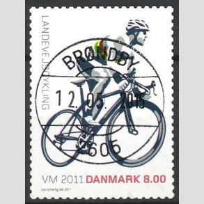 FRIM�RKER DANMARK | 2011 - AFA 1674 - WM i landevejscykling - 8,00 Kr. flerfarvet - Pragt Stemplet